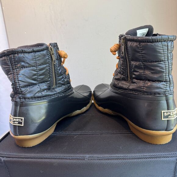 Sperry Saltwater Rain Boots Women’s Size 9 Black Quilted Duck Boot - Picture 6 of 11